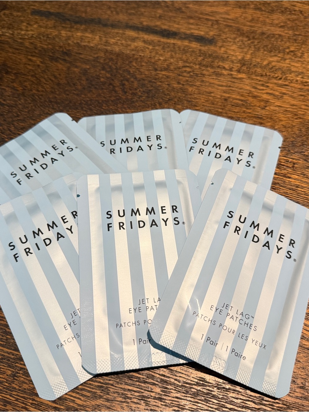 Summer Fridays Eye Patches - Light Blue & White Striped Sachets
